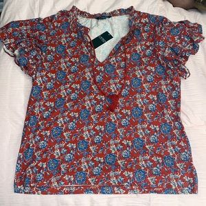 Ralph Lauren Red Blue Floral Top